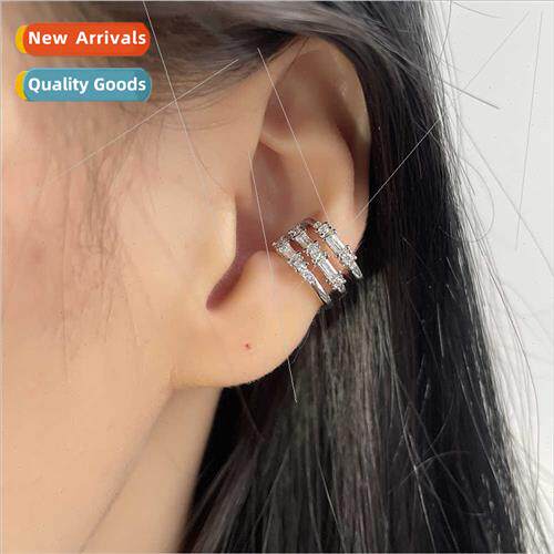 Geometric three-layer zirconia ear clips tide cool wind holl
