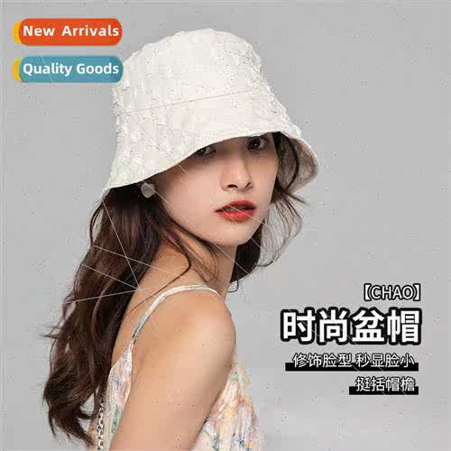 Pleated plaid fisherman hat children summer fall sunscreen c