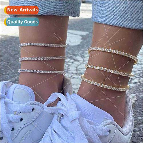 Rhinestone anklet female Europe popular single row full diam