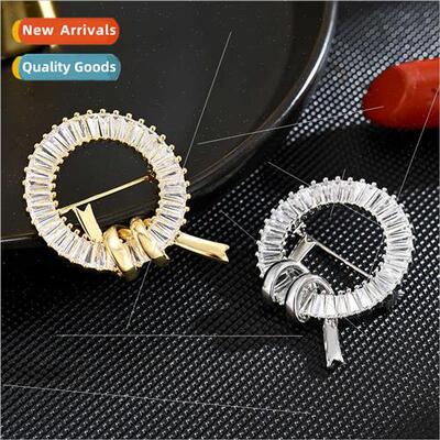INS Zirconia Ribbon Circle Peplum Brooch Zirconia Peplum Su