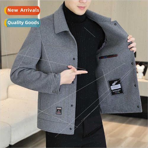 Wool tweed jacket men short double-sided nylon coat 2023 fal