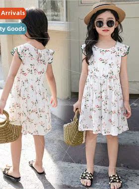 Girls dress summer 2022 new fly children children short-slee