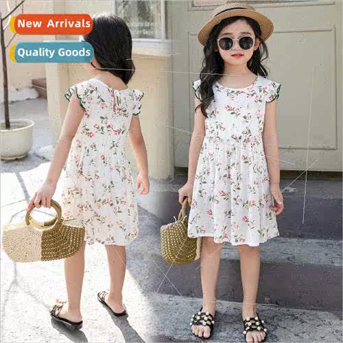 Girls dress summer 2022 new fly children children short-slee