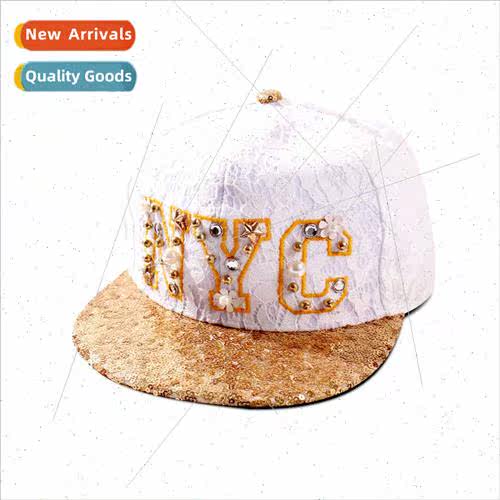 New shiny flat brim hip-hop 3D letters sequins baseball cap