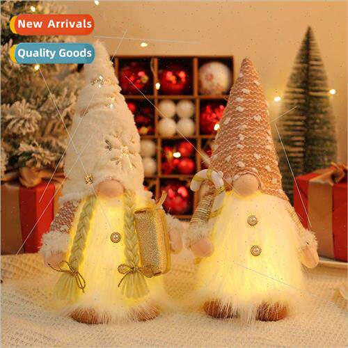 New Christmas decorations sequins plush faceless doll wh lig