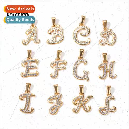 New Europe Tanium Steel wh Diamonds Flower Body 26 Letters A