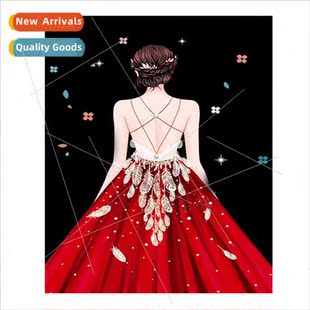 Stch Red Cross mple ving Back Full Girl Handmade Dress