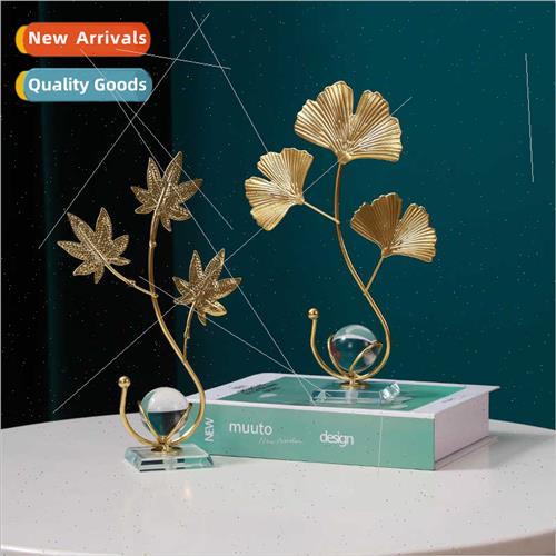 Metal leaf crystal ball ornaments real estate home soft furn