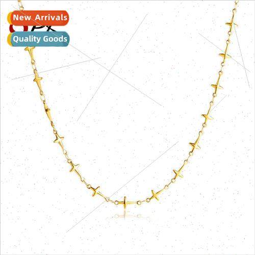 Europe new tanium steel cross collarbone chain simple versat