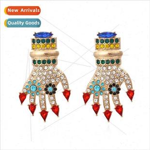 diamond full alloy earrings Exaggerated geometric creative