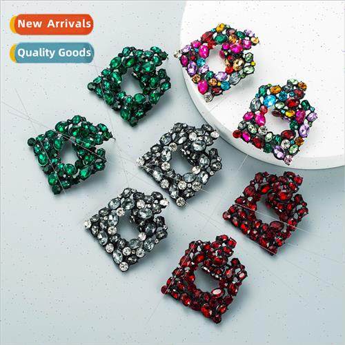 Europe fashion ZA geometric square alloy diamond earrings se