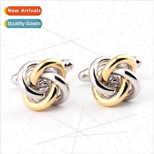 twist knot gold silver two-tone cufflinks men jewelry French