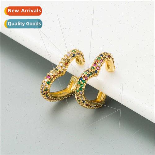 ins Europe fashion love heart shaped no ear hole ear clips c