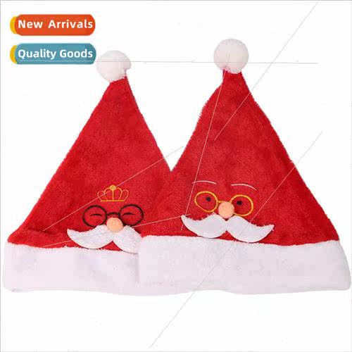 New Christmas hat short plush cartoon Santa Claus Christmas