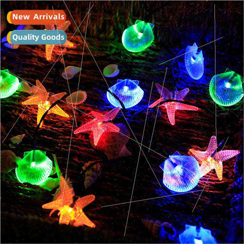 New led solar shell starfish light string summer seaside oce