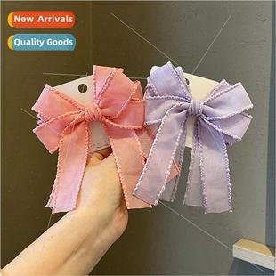 Girls hair clips texture bow headdress children spring clip