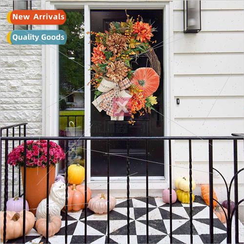 Fall Pumpkin Wreath Rustic Grapevine Wreath Door Hanging Hom