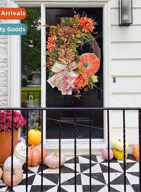 Fall Pumpkin Wreath Rustic Grapevine Wreath Door Hanging Hom