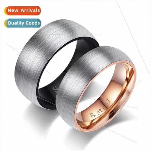 Europe mple Brushed Tanium Couple Ring Engraved Stainless St