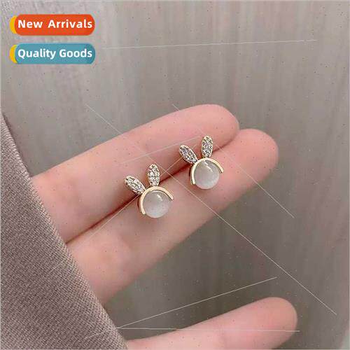 Koreaearrings ins niche cat eye stone rabb earrings wh earri