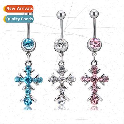 New Piercing Jewelry Crosses Diamonds Belly Button Ring Allo