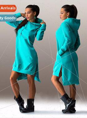 Woman Sweatshirt Dress Hoodies Autumn Sports Casual Long Sle