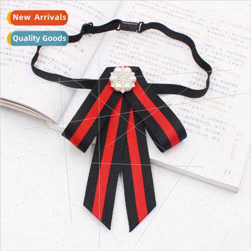 al New College Striped Bow Tie Slant Tip Girl Lapel Flower C