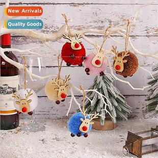 Large lambswool ball reindeer pendant Christmas e hanging wo