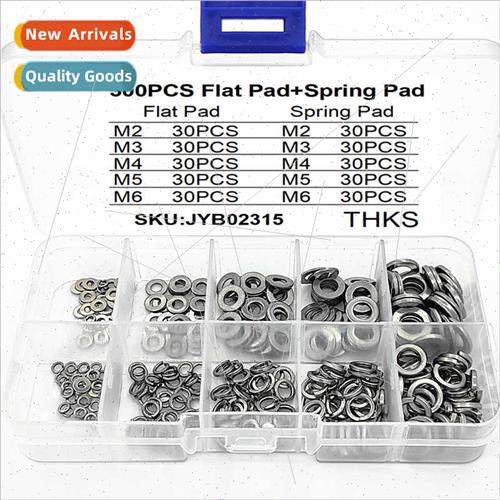 300pcs box 304 flat washer+flexible washer M2-M6 combination