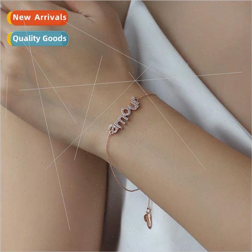 New letters inlaid zirconium rose gold bracelet women Korea