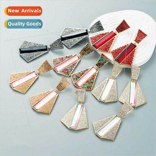 Europe fashion new alloy diamonds shiny geometric earrings f