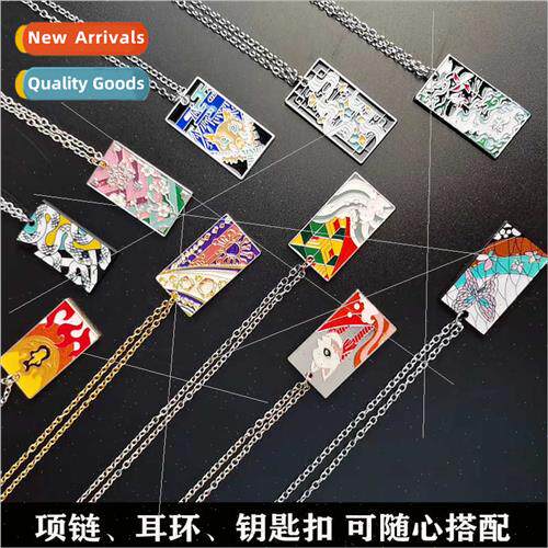 Anime Peripheral Demon Destruction Blade Necklace Charcoal r