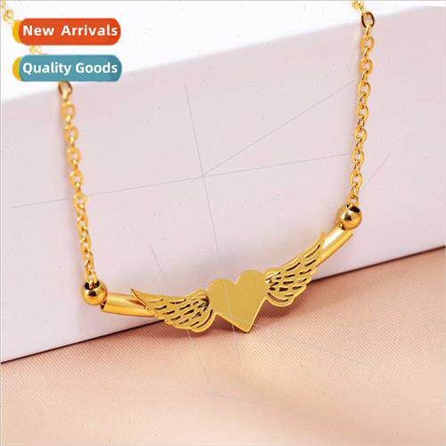 Europe new gold beads cross chain love wings necklace men wo