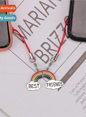 rainbow phone chain fashion creative splicing couple girlfri