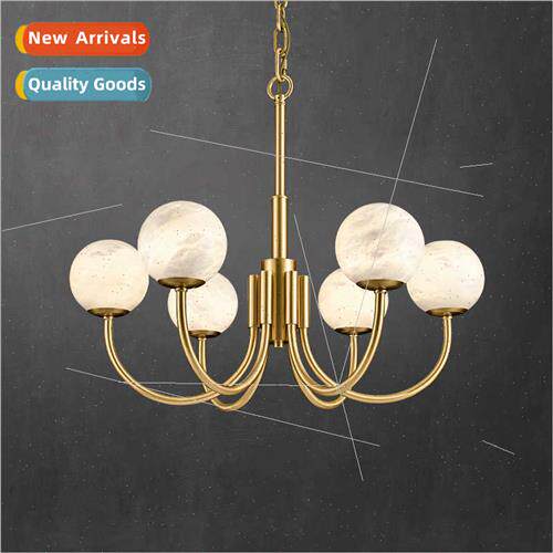 Full copper marble chandelier modern living room new Chinese