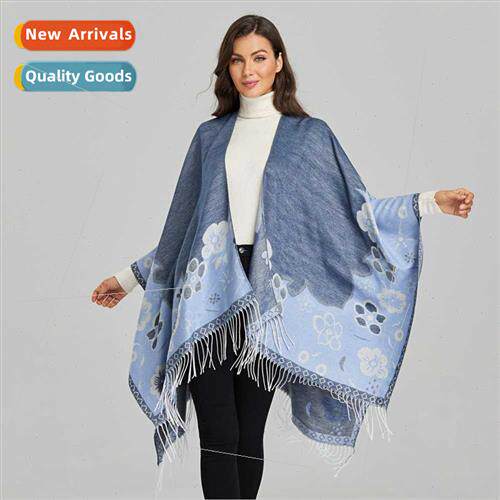 2021 fall winter new shawl tassel small flowers fashion incr