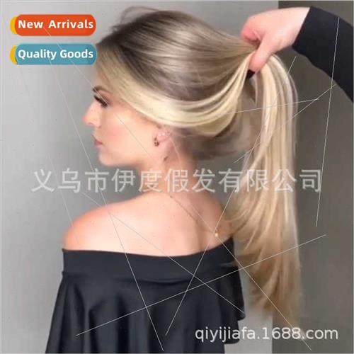 Europe center parted long straight bleached dyed gradient CO