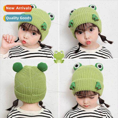 Children wool hat warm knted hat autumn winter  small frog m