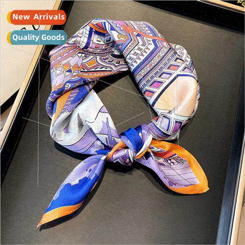 2023 new silk silk scarf fall winter Roman castle printing m