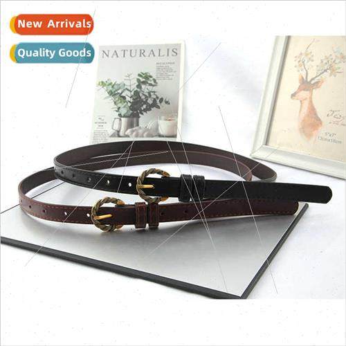 New retro snake pin buckle thin belt long shirt dress sweate