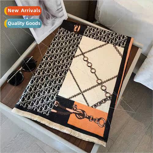 2021 new letters chain imation cashmere scarf female fall wi