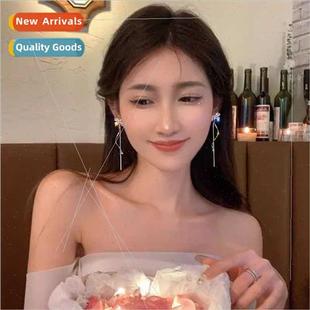 French glter earrings second femal tassel fall bow diamond