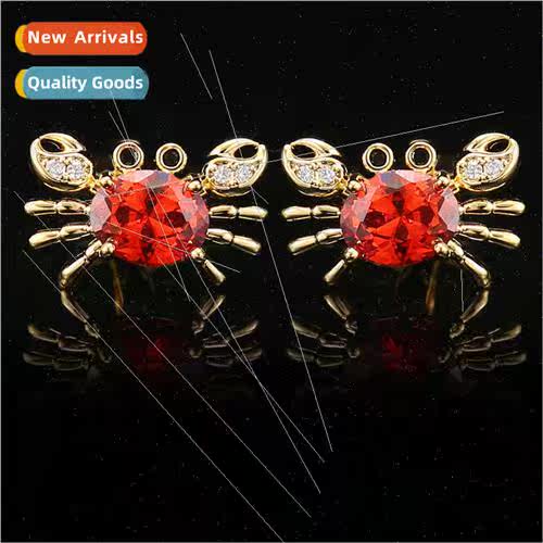 Fashion novelty fun crab shape cufflinks full diamond zircon