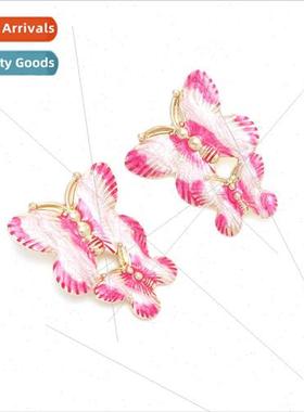 fresh girl sense color drop oil butterfly earrings fashion s
