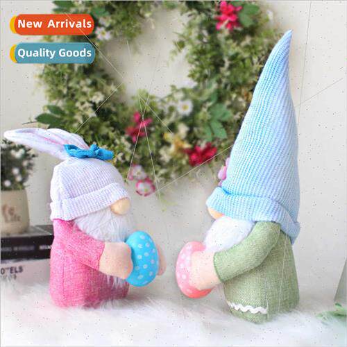 Easter Bunny Egg Holding Doll Ornament Cute Faceless Elderly