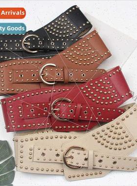 Fall winter runway  Europe retro cock-eyed wide belt female