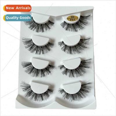 Human Hair Soft 3D Clear Stem 4 Pairs False Eyelash Extensio