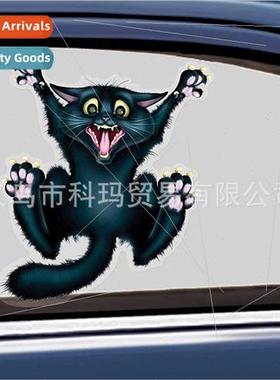 Car black cat climbing window glass cat decal paper bump cat