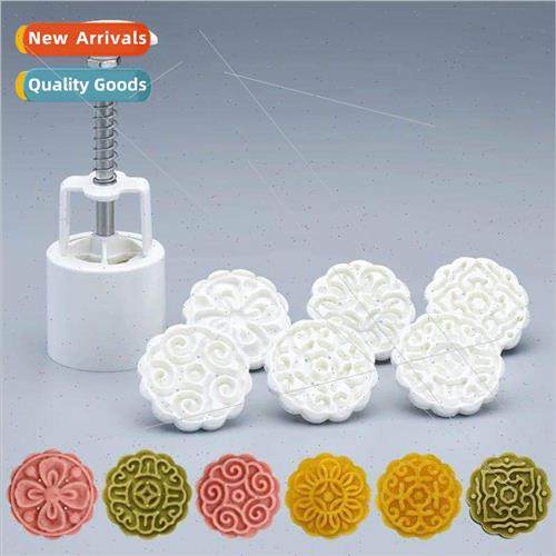 6pcs 3D Flowers Stamps Moon Cake Decor Mould Barrel Round Mo
