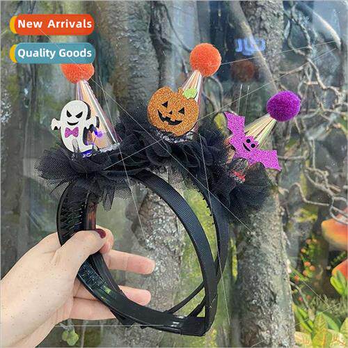Halloween headband headdress lights laser pumpkin spooky hat